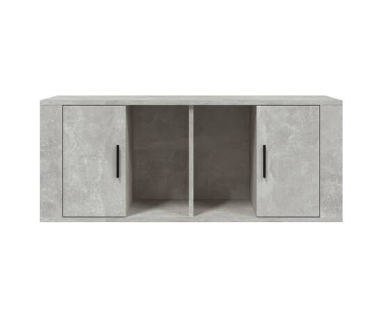Comodă tv, gri beton, 100x35x40 cm, lemn prelucrat, 5 image