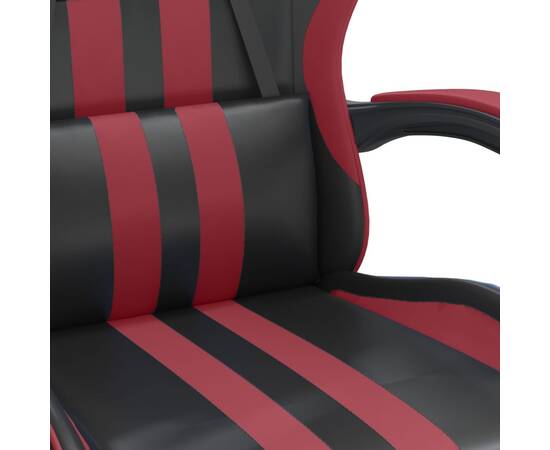 Scaun gaming pivotant/suport picioare negru/roșu vin piele eco, 7 image