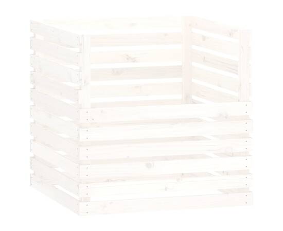 Compostor, alb, 80x80x78 cm, lemn masiv de pin, 2 image
