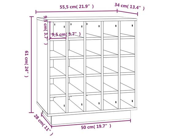 Dulap de vinuri, 55,5x34x61 cm, lemn masiv de pin, 8 image