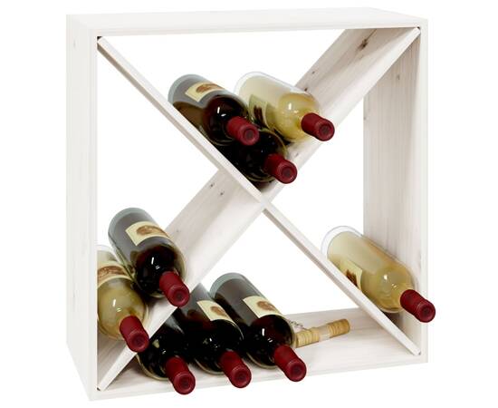 Dulap de vinuri, alb, 62x25x62 cm, lemn masiv de pin, 4 image