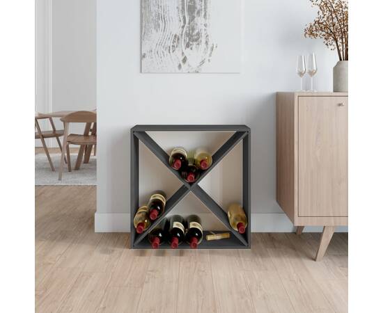 Dulap de vinuri, gri, 62x25x62 cm, lemn masiv de pin, 3 image
