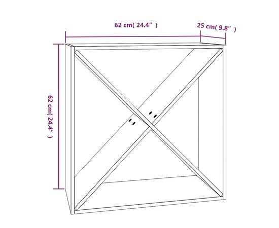 Dulap de vinuri, gri, 62x25x62 cm, lemn masiv de pin, 8 image