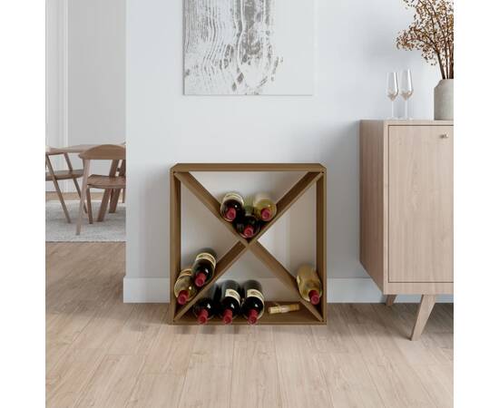 Dulap de vinuri, maro miere, 62x25x62 cm, lemn masiv de pin, 3 image