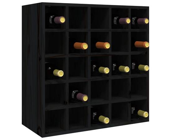 Dulap de vinuri, negru, 56x25x56 cm, lemn masiv de pin, 4 image