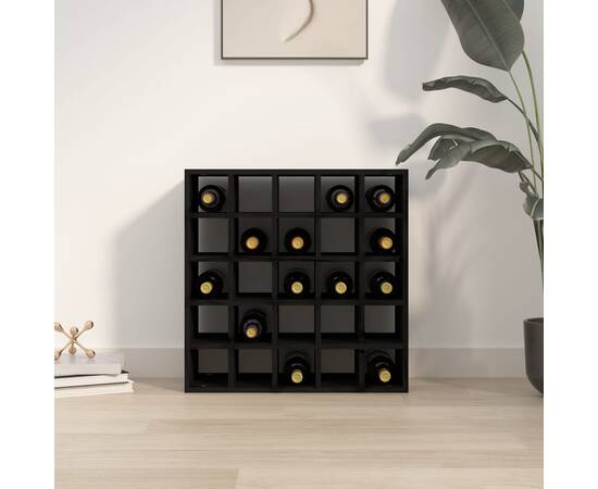 Dulap de vinuri, negru, 56x25x56 cm, lemn masiv de pin, 3 image