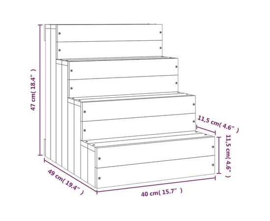 Scară pentru animale de companie, 40x49x47 cm, lemn masiv pin, 7 image