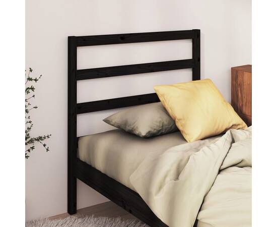 Tăblie de pat, negru, 95x4x100 cm, lemn masiv de pin
