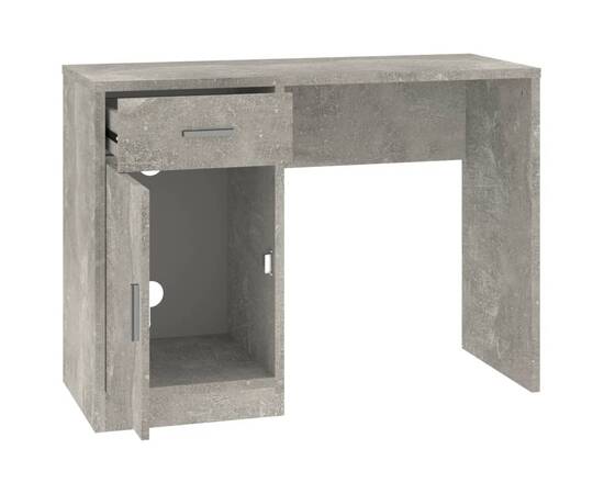 Birou cu sertar și dulap, gri beton 100x40x73 cm lemn prelucrat, 6 image