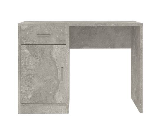 Birou cu sertar și dulap, gri beton 100x40x73 cm lemn prelucrat, 5 image