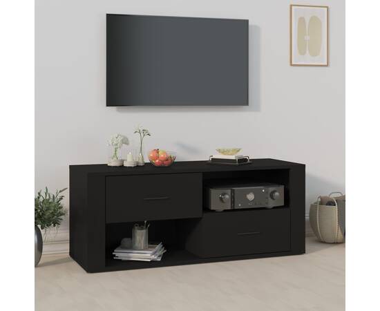 Comodă tv, negru, 100x35x40 cm, lemn prelucrat