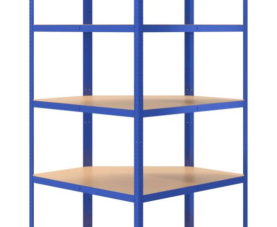 Rafturi de depozitare cu 5 niveluri, 2 buc., albastru oțel/lemn, 11 image