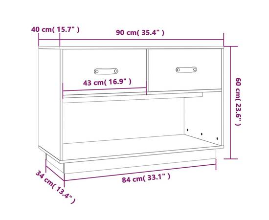 Comodă tv, 90x40x60 cm, lemn masiv de pin, 10 image