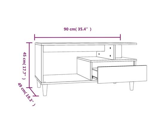 Măsuță de cafea, gri sonoma, 90x49x45 cm, lemn compozit, 10 image