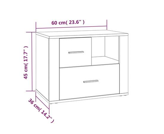Noptieră, stejar fumuriu, 60x36x45 cm, lemn compozit, 11 image