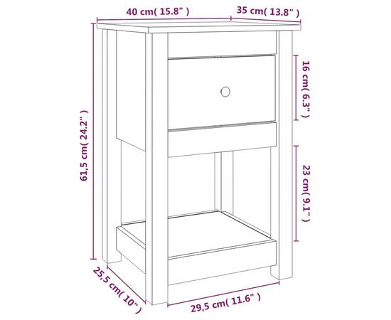 Noptiere, 2 buc., gri, 40x35x61,5 cm, lemn masiv de pin, 11 image