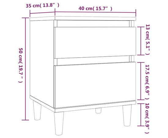 Noptiere, 2 buc., gri beton, 40x35x50 cm, 11 image