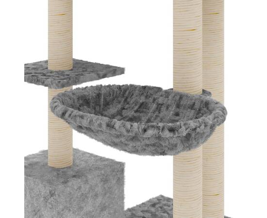 Ansamblu pisici cu stâlpi din funie sisal, gri deschis, 142 cm, 6 image