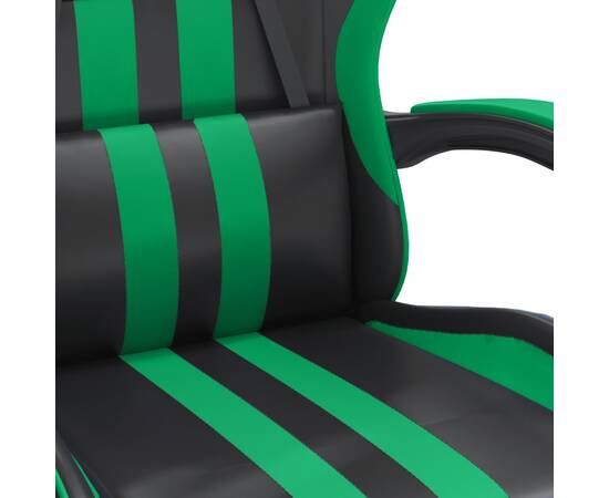 Scaun de jocuri, negru și verde, piele ecologică, 8 image
