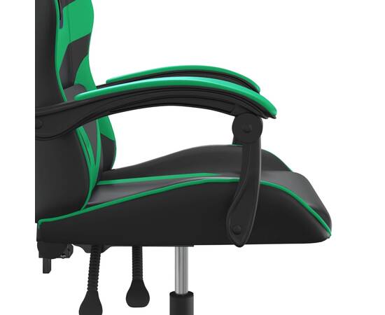Scaun de jocuri, negru și verde, piele ecologică, 9 image