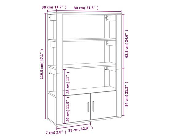 Servantă, alb extralucios, 80x30x119,5 cm, lemn prelucrat, 10 image