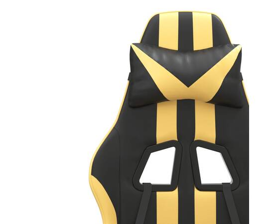 Scaun de gaming pivotant, negru și auriu, piele ecologică, 9 image