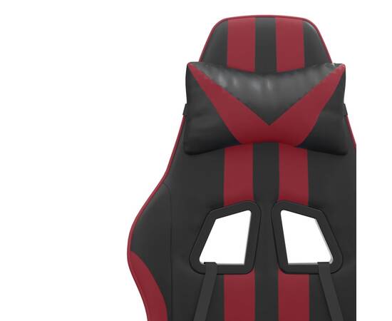 Scaun de gaming pivotant, negru și roșu vin, piele ecologică, 9 image