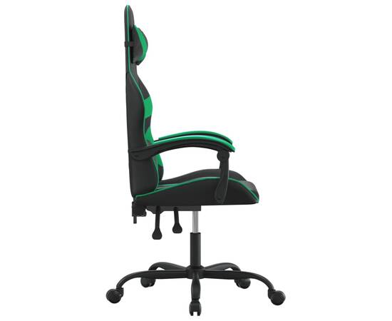 Scaun de gaming pivotant, negru și verde, piele ecologică, 4 image