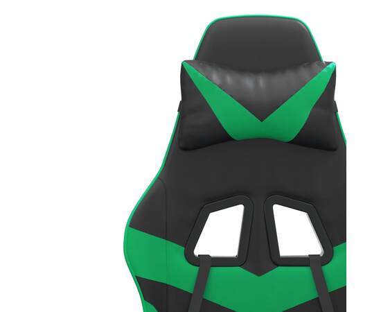 Scaun de gaming pivotant, negru și verde, piele ecologică, 9 image