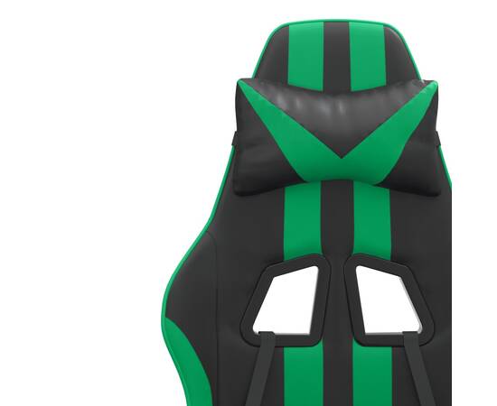 Scaun de gaming pivotant, negru și verde, piele ecologică, 9 image